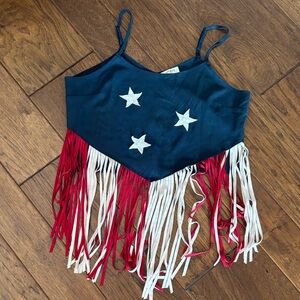 Umgee patriotic fringe tank top. Size Medium. EUC.